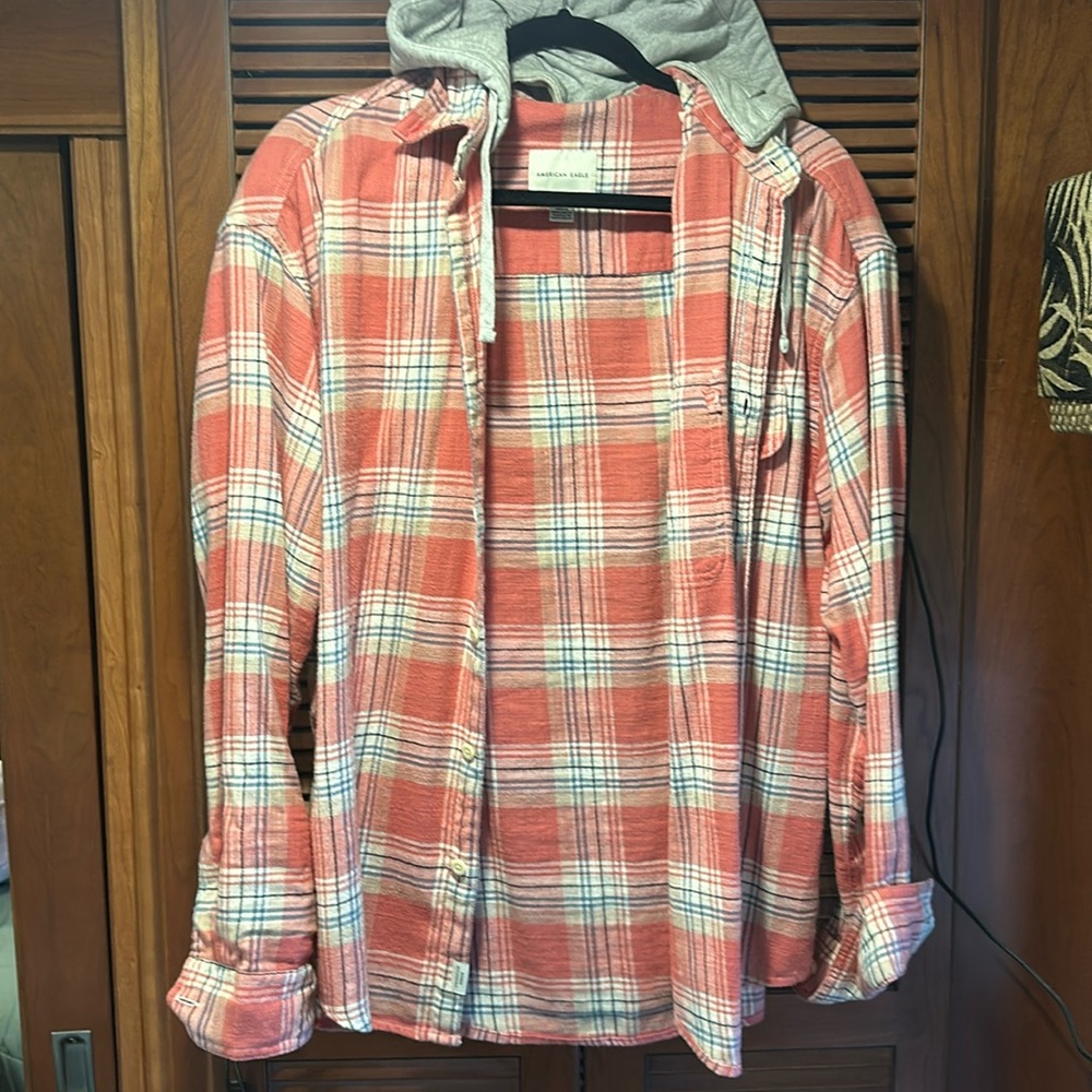 Flannel hoodie.